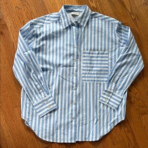 AYR Button Down Blouse In Light Blue Stripe Size XS